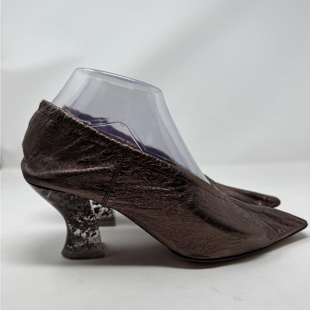 Bottega Veneta Brown Mettalic Almond Pumps - Picture 4 of 10